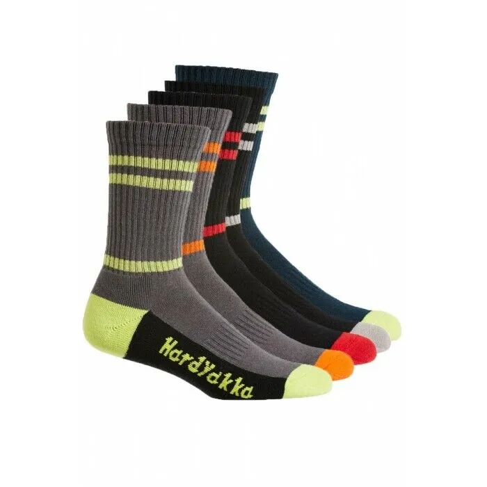 10 x Mens Hard Yakka Crew Work Multi-Coloured Workwear Socks