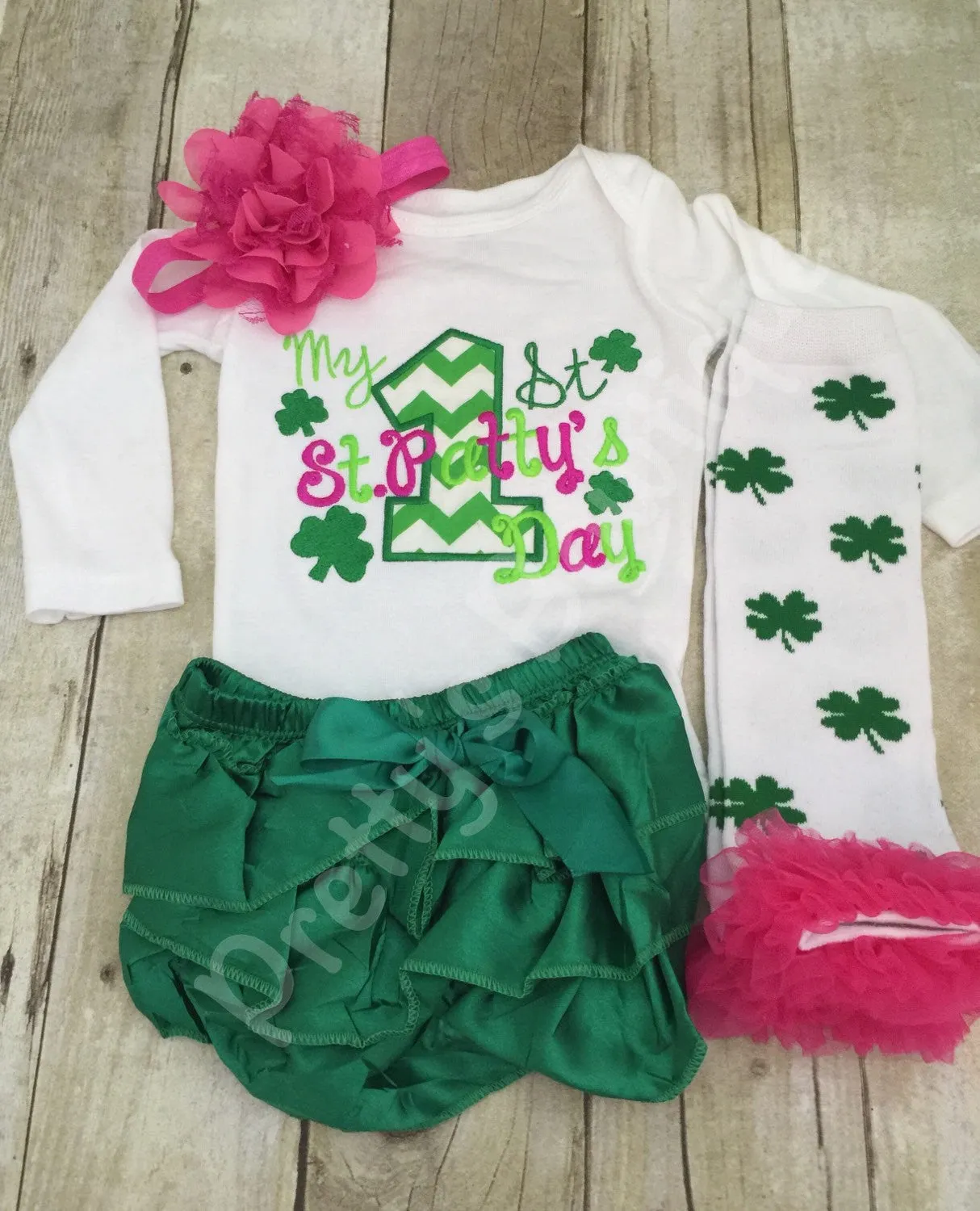 1st St. Patrick's Day shirt or bodysuit  -- My 1st St. Patty's Day shirt, legwarmers, headband, bloomer