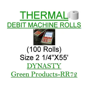 2 1/4 x 55' RR72 Premium Quality BPA Free Debit Machine Thermal Rolls-100 Rolls