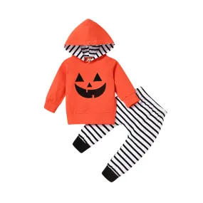 2 Pieces Set Baby Boys Striped Cartoon Hoodies Swearshirts And Pants