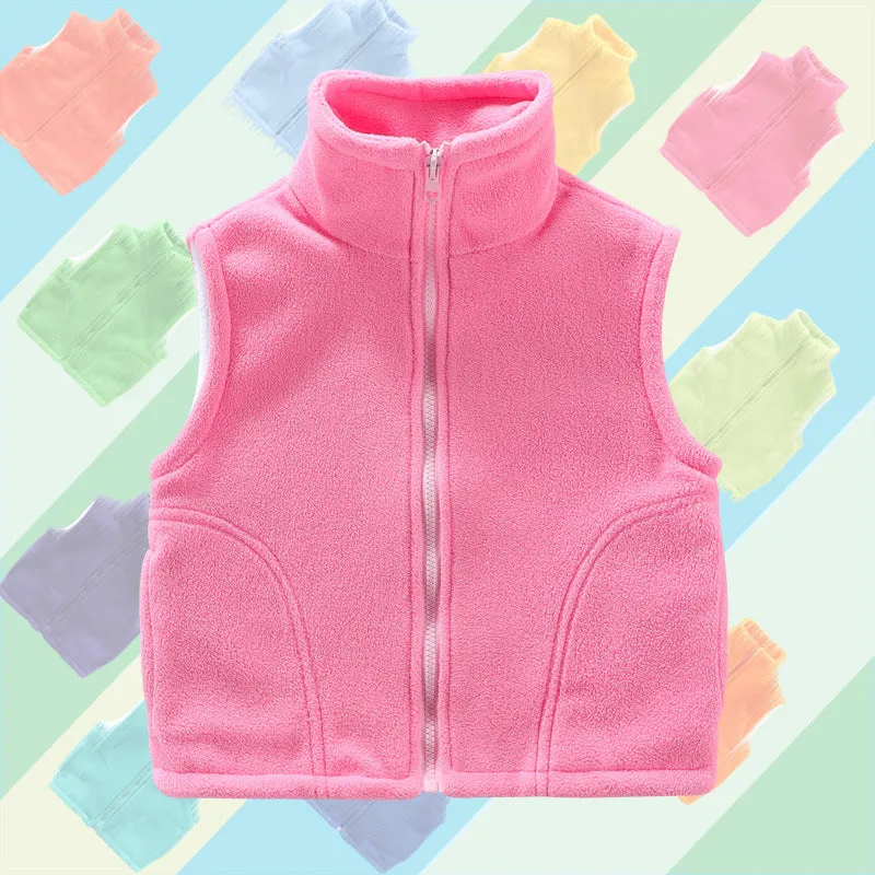 Kid Girls Boys Solid Color Vests Waistcoats Wholesale 23113015