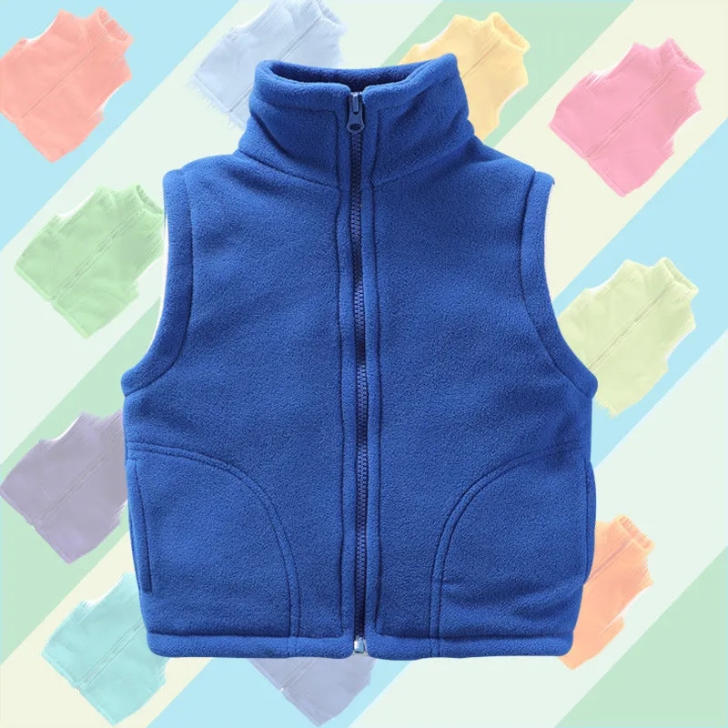 Kid Girls Boys Solid Color Vests Waistcoats Wholesale 23113015