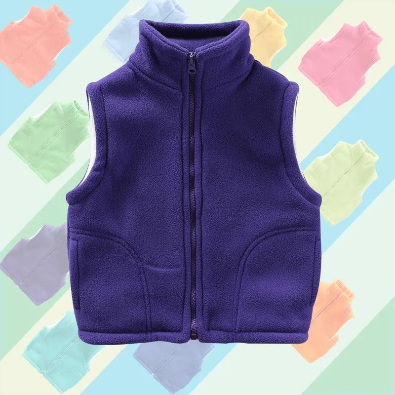 Kid Girls Boys Solid Color Vests Waistcoats Wholesale 23113015