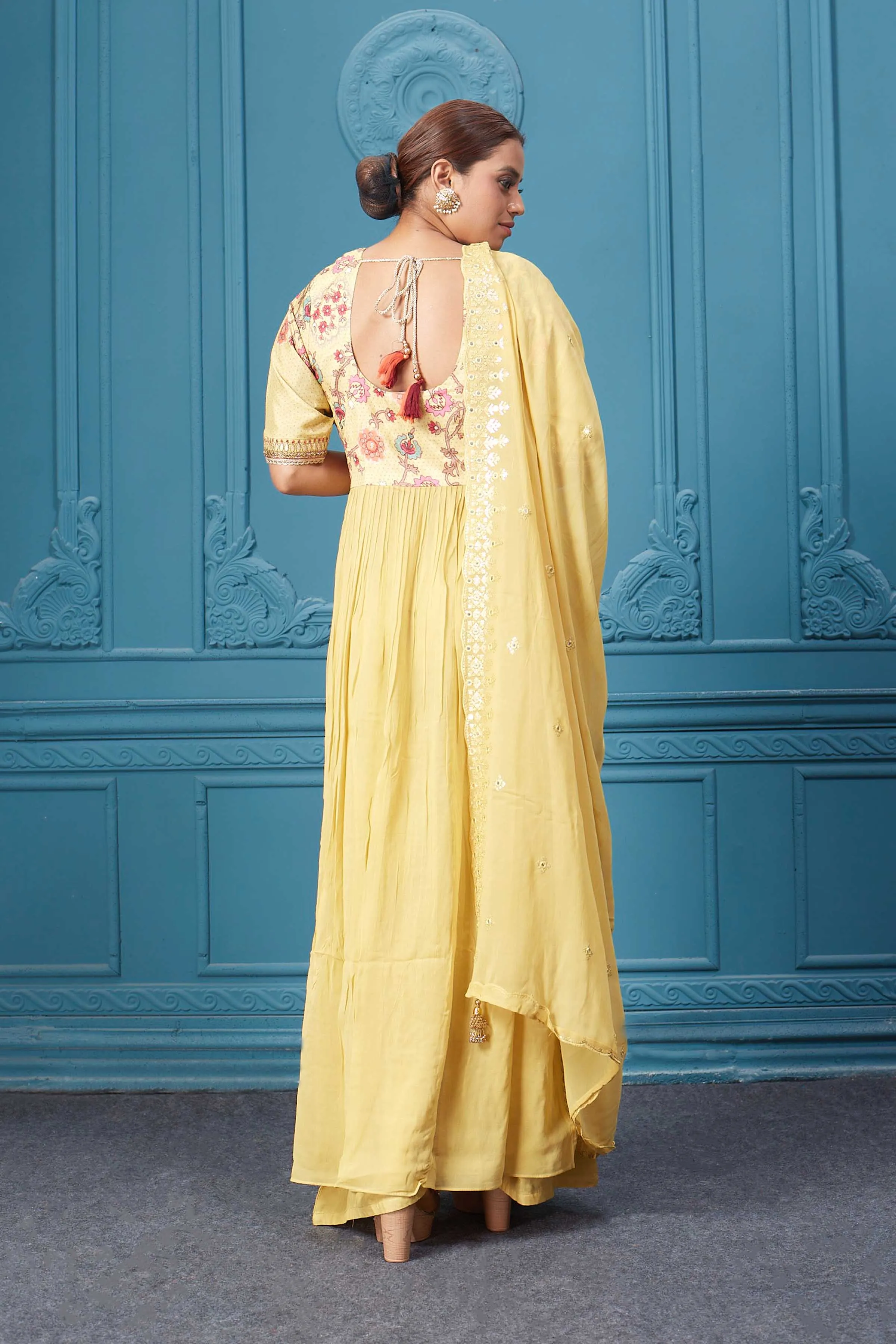 510032 Yellow Naira Cut Suit Set With Plazzo