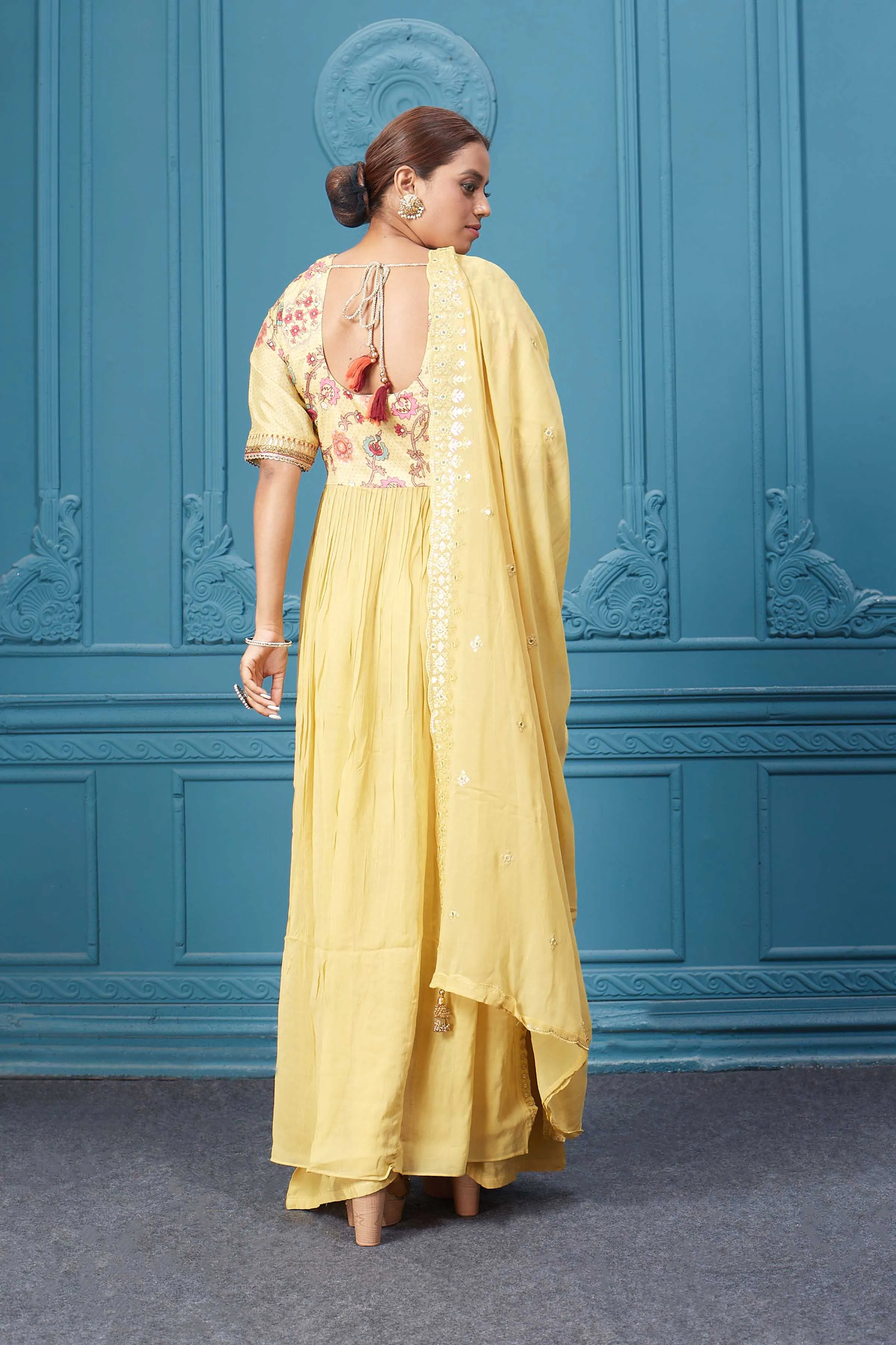 510032 Yellow Naira Cut Suit Set With Plazzo