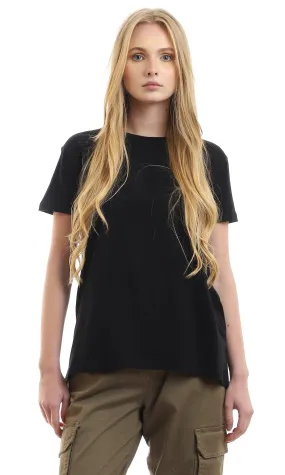 97257 Basic Round Short Sleeves Black Tee