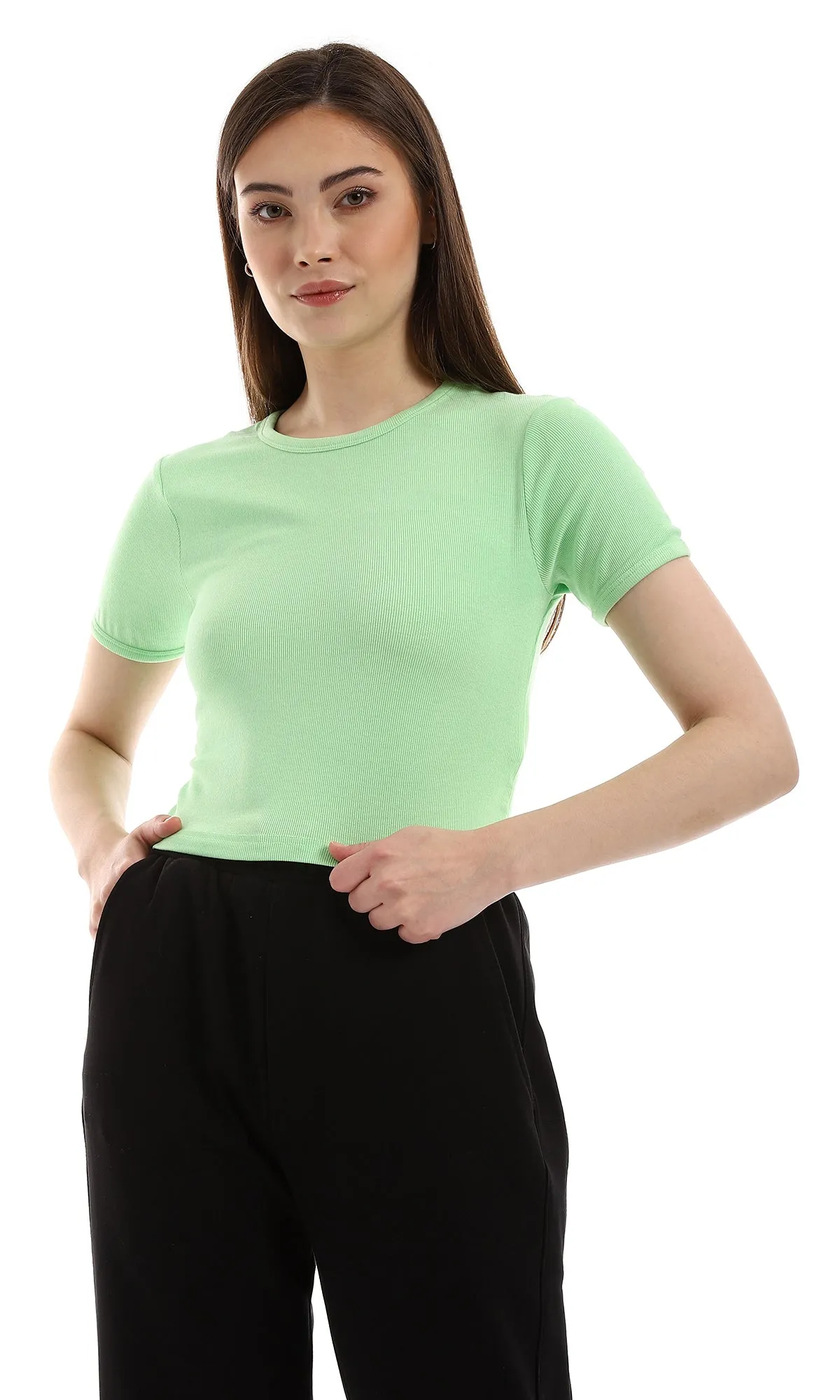 97187 Mint Green Full Ribbed Slip On Tee