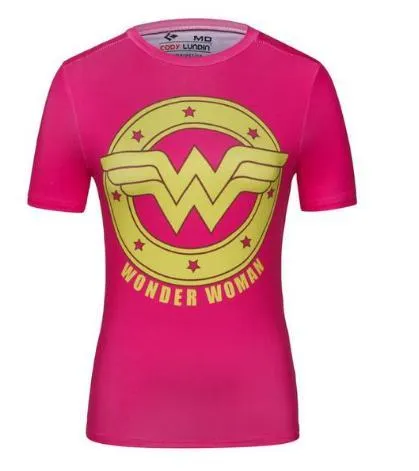 Wonder Woman 'Pink' Compression Short Sleeve Rash Guard