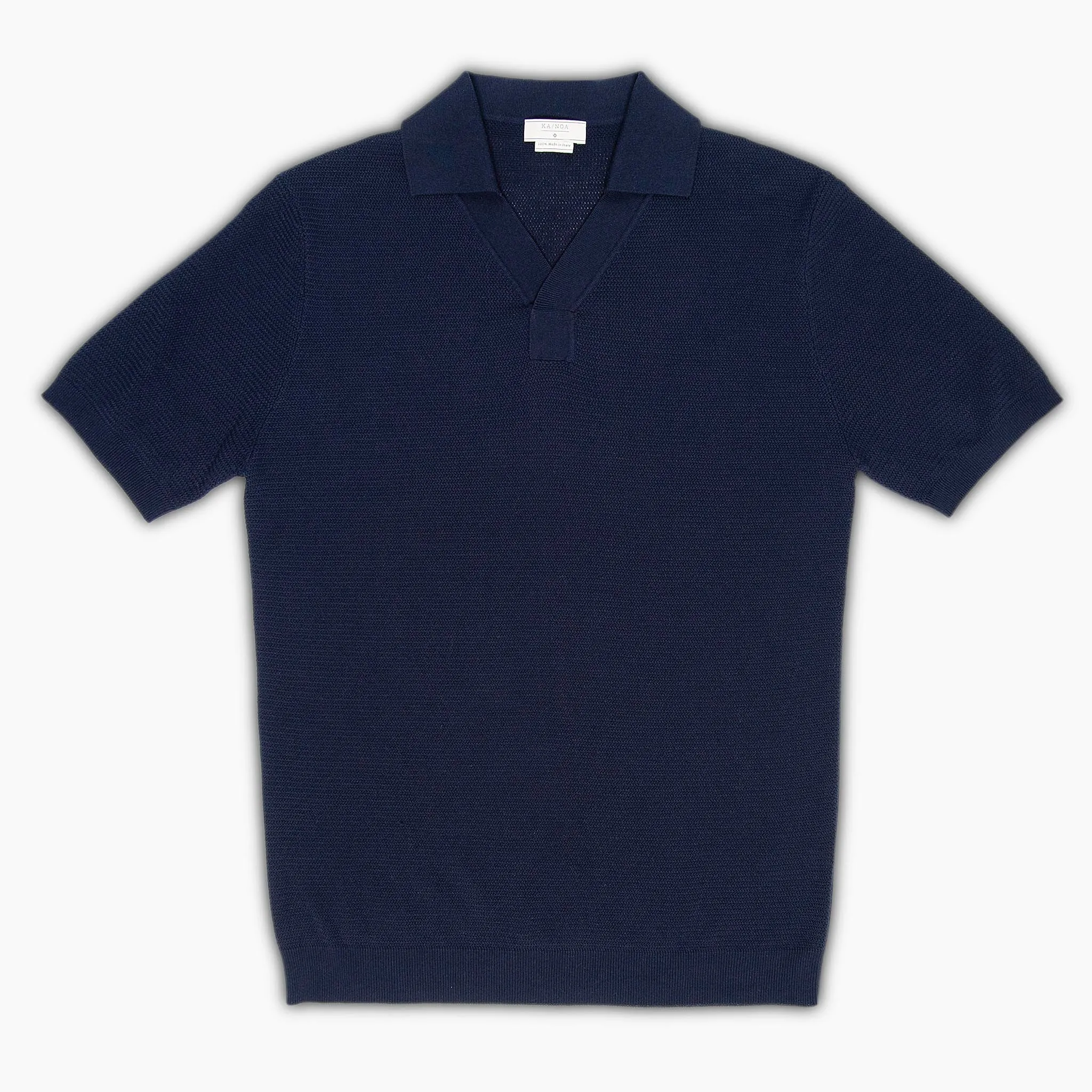 Malik short-sleeved knitted mesh polo in compact cotton