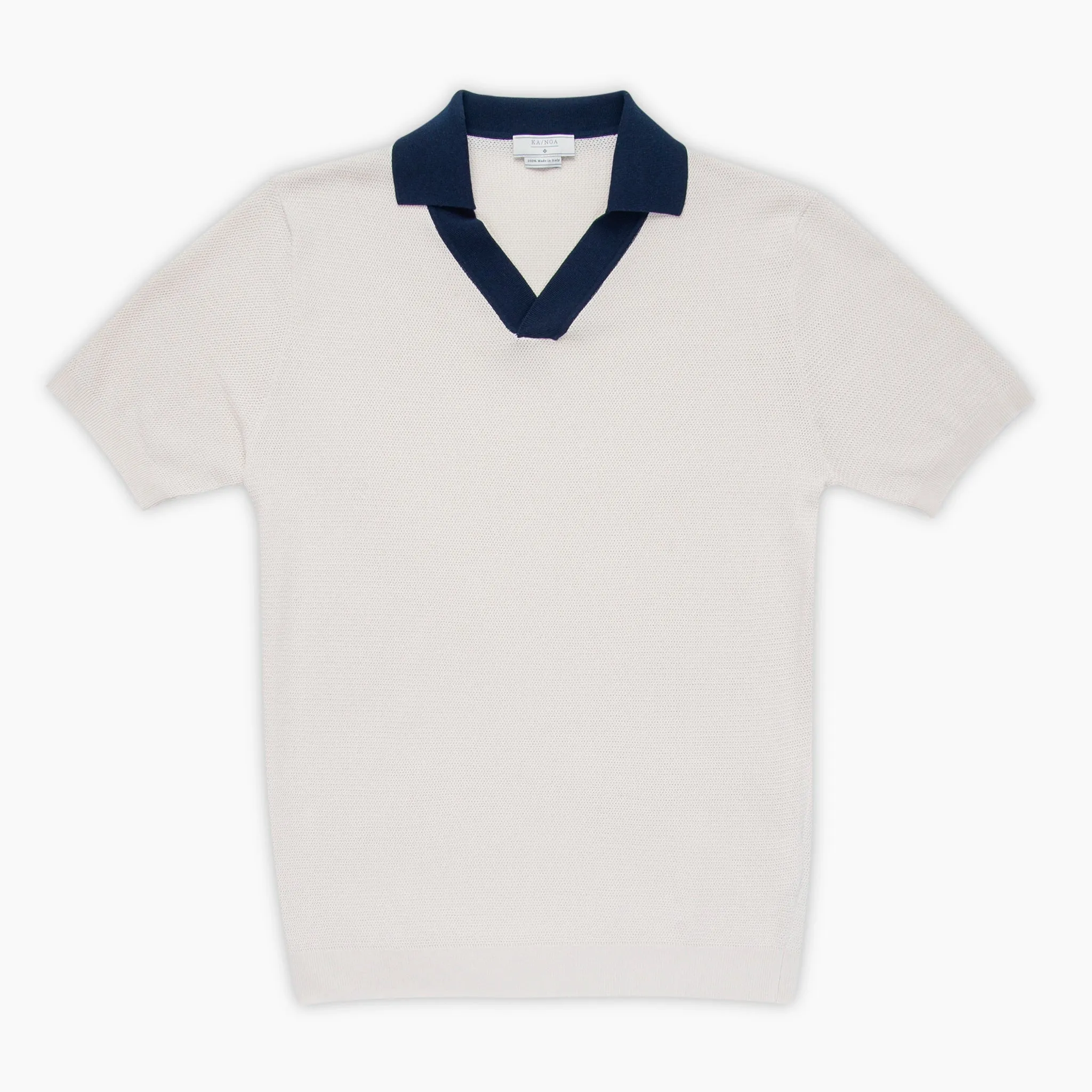 Malik short-sleeved knitted mesh polo in compact cotton