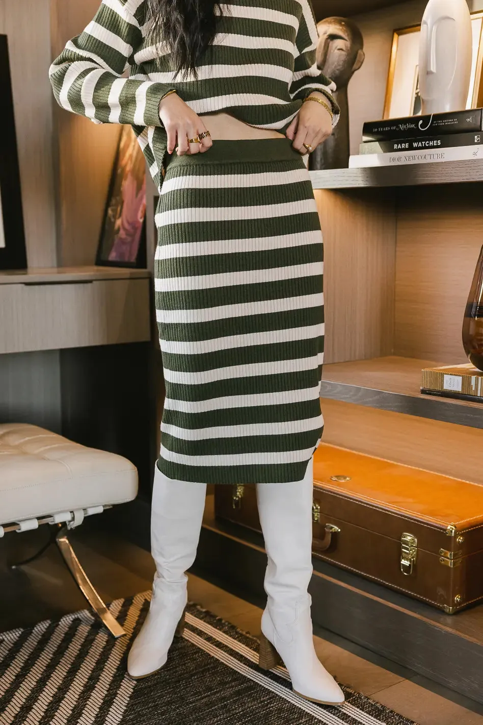 Alani Striped Skirt in Green