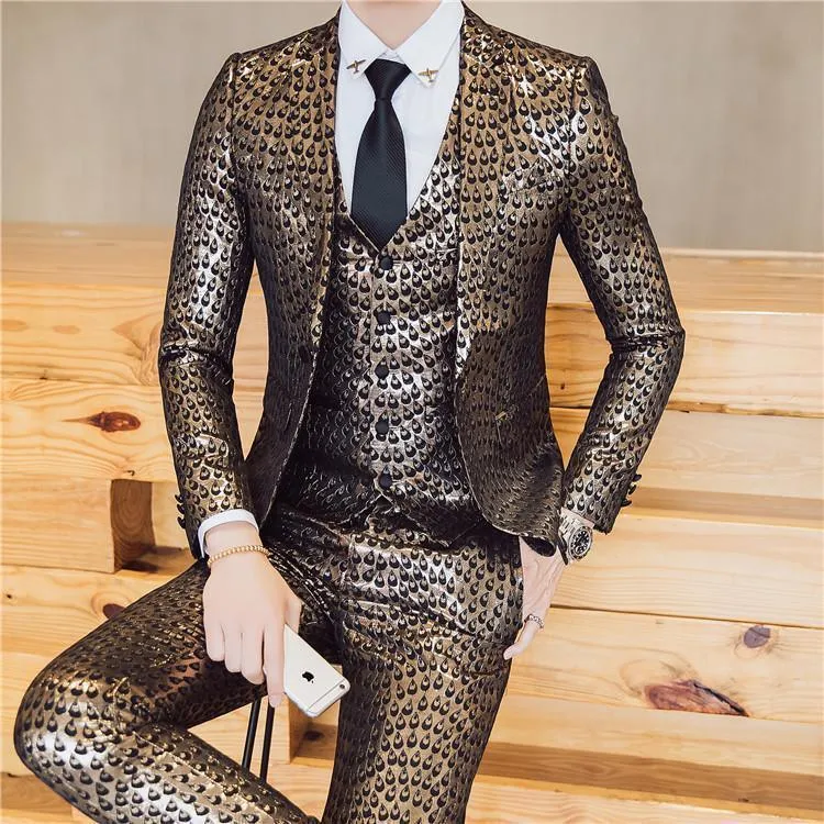 M. Jagger Jacquard Three Piece Suit