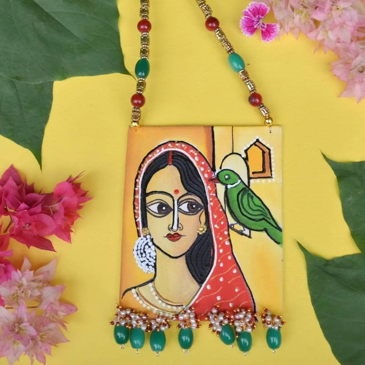 Eswaria Handpainted Yellow And Red (Necklace)