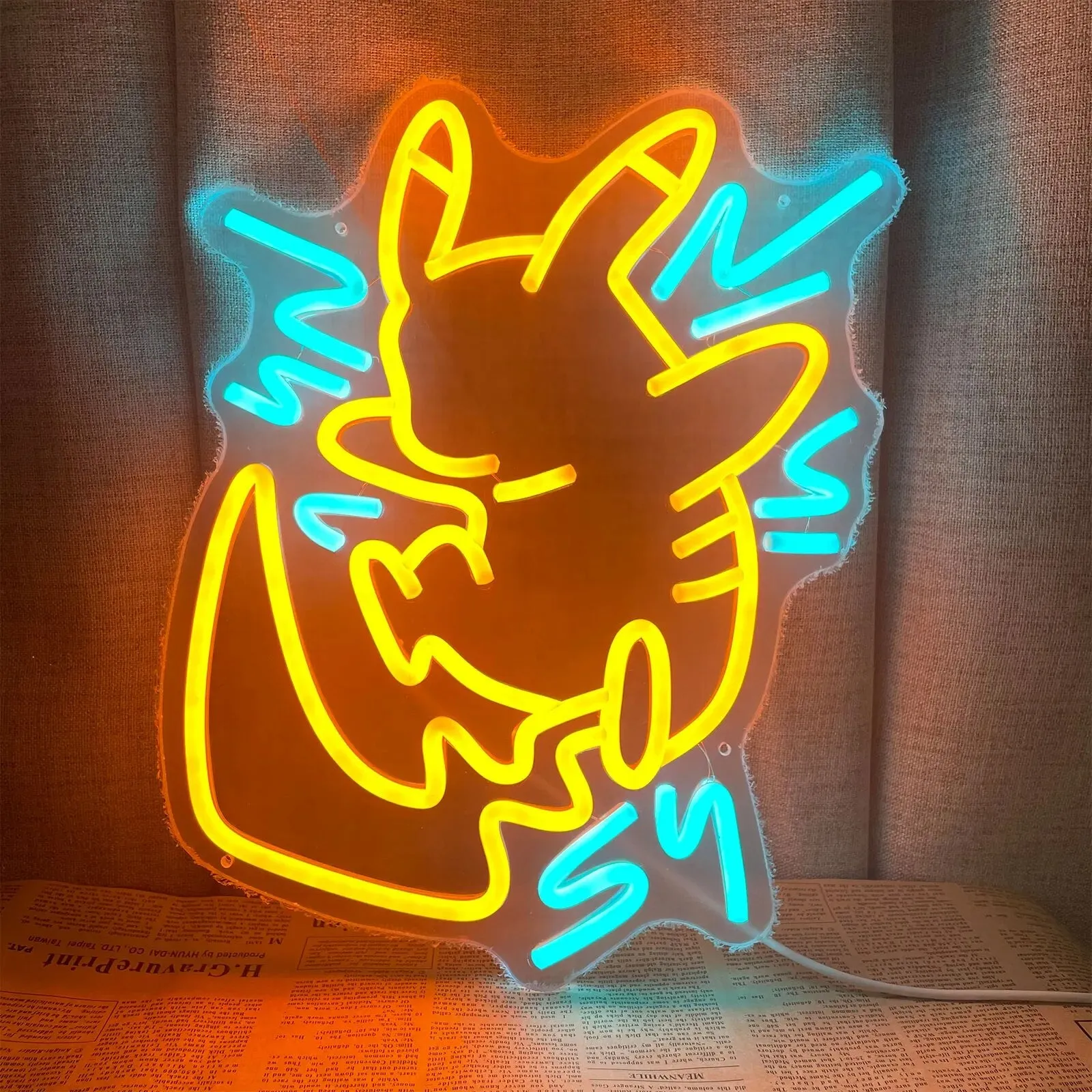 Custom Anime Pikachu Pokemon Neon Sign: A Cute Cartoon for Bars, Clubs, or Home Decor; Personalized Gift for Kids, Bedroom Night Lamp, and Game Room Lights