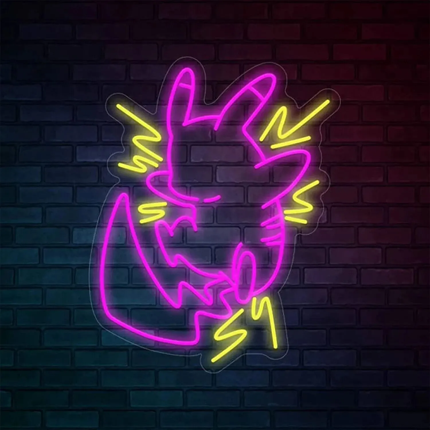 Custom Anime Pikachu Pokemon Neon Sign: A Cute Cartoon for Bars, Clubs, or Home Decor; Personalized Gift for Kids, Bedroom Night Lamp, and Game Room Lights