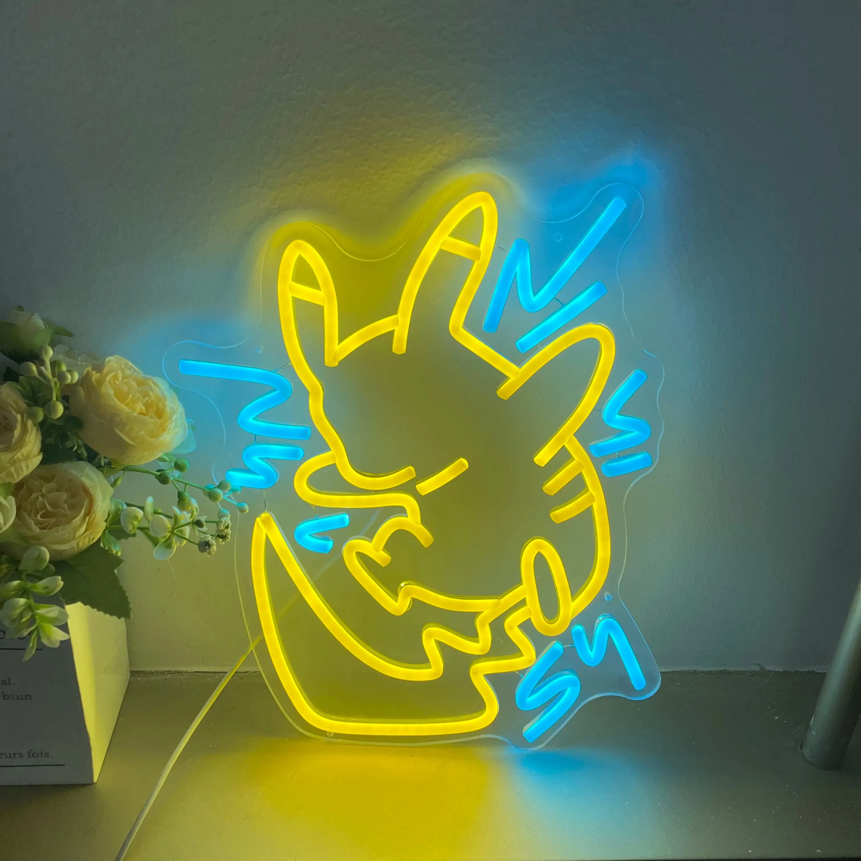 Custom Anime Pikachu Pokemon Neon Sign: A Cute Cartoon for Bars, Clubs, or Home Decor; Personalized Gift for Kids, Bedroom Night Lamp, and Game Room Lights