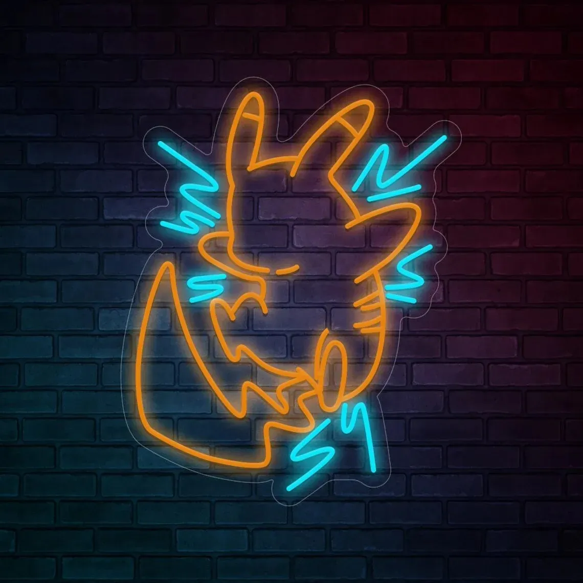 Custom Anime Pikachu Pokemon Neon Sign: A Cute Cartoon for Bars, Clubs, or Home Decor; Personalized Gift for Kids, Bedroom Night Lamp, and Game Room Lights