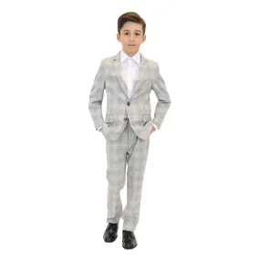 Appaman Boys 2pc Stretch Mod London Check Grey Suit _B8SSU2