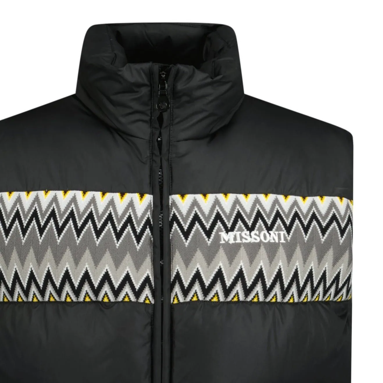 Missoni Padded Down Gilet with Pattern Black & Yellow