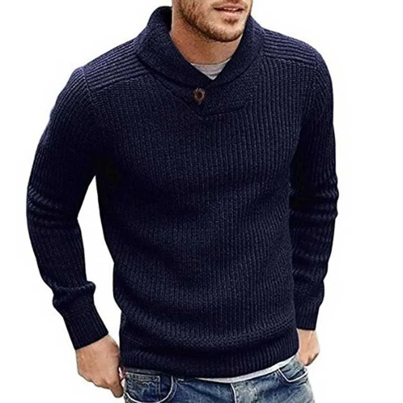 ASHORESHOP 2019 Fall Cowl neck knitted men sweater pullover cable sweater