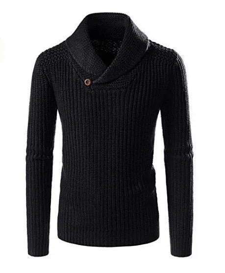 ASHORESHOP 2019 Fall Cowl neck knitted men sweater pullover cable sweater