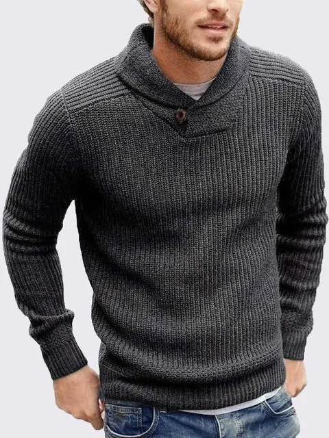 ASHORESHOP 2019 Fall Cowl neck knitted men sweater pullover cable sweater