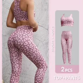 AshoreShop Womens Yoga Bodysuit Fitness Workout Pink Leopard Suit