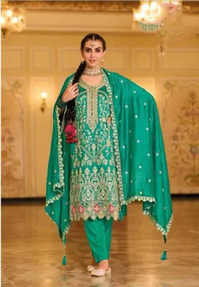 Attractive Green Color Premium Silk Kurti With Embroidery Work For Women