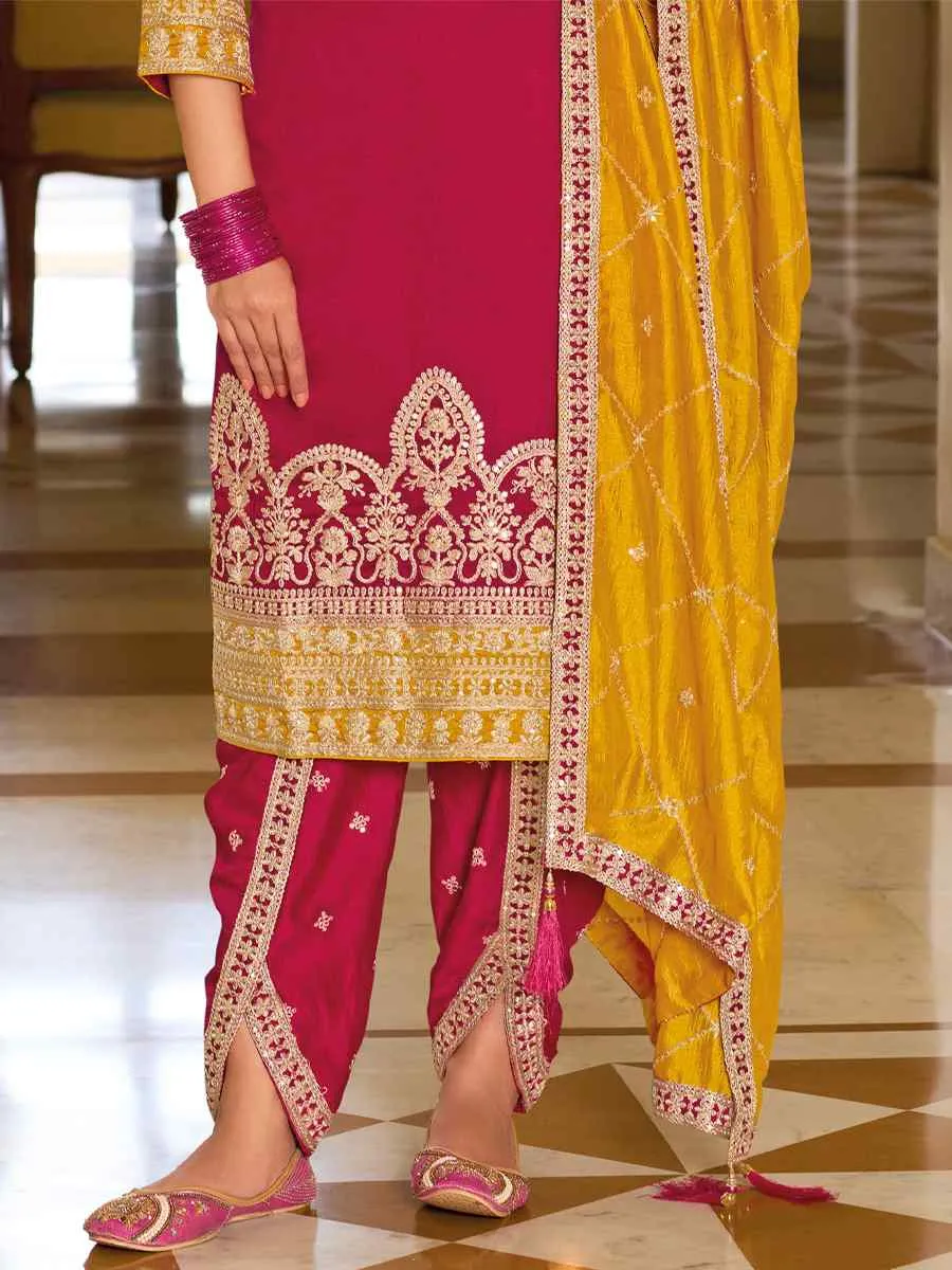 Attractive Pink Color Embroidery Kurti With Dupatta For Women