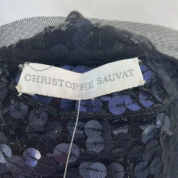 Christophe Sauvat Blue Black Sequins NWT Poncho