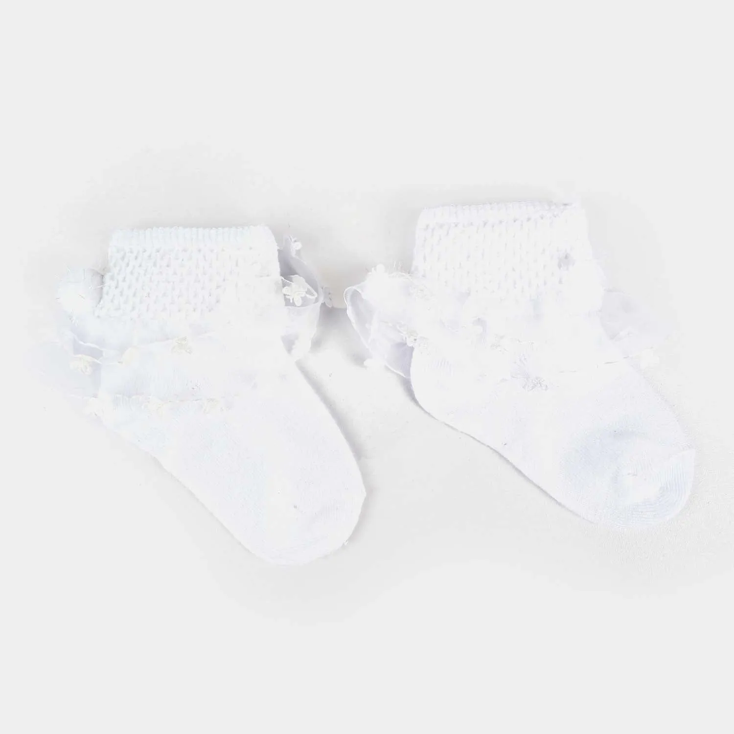 Girls Fashion Frill Socks -White