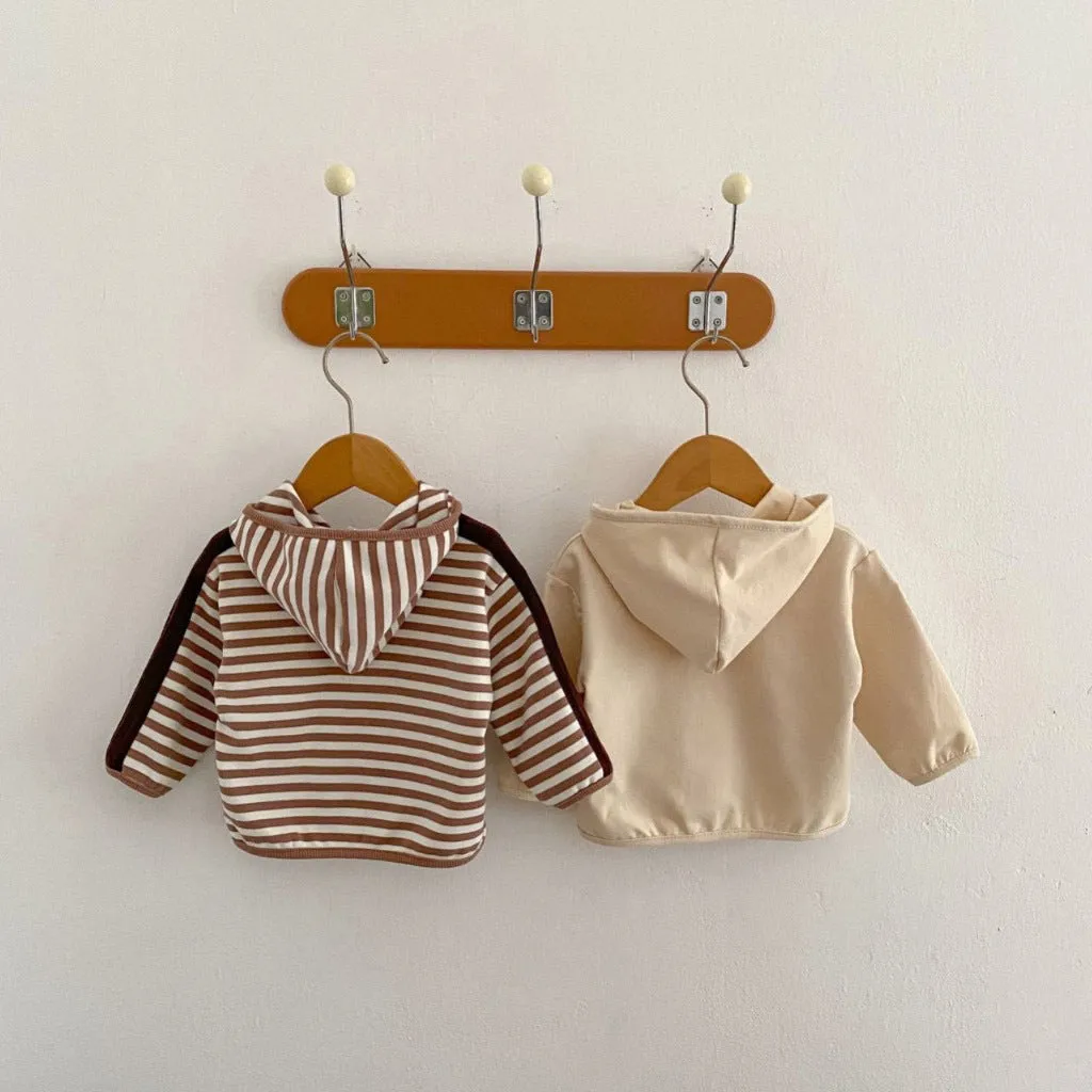 Baby Kid Girls Boys Solid Color Striped Jackets Outwears Wholesale 23113072