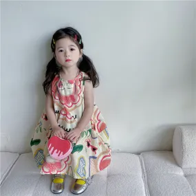 Baby Kid Girls Cartoon Print Dresses