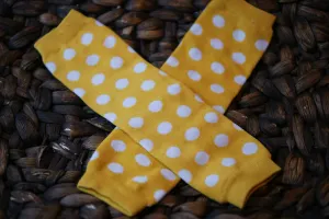 Baby Leg Warmers for Babies and Toddlers in Yellow and White Polka Dots