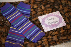 Baby legs Leg Warmers-Baby leg warmers/Photo Prop Purple mulit color stripe