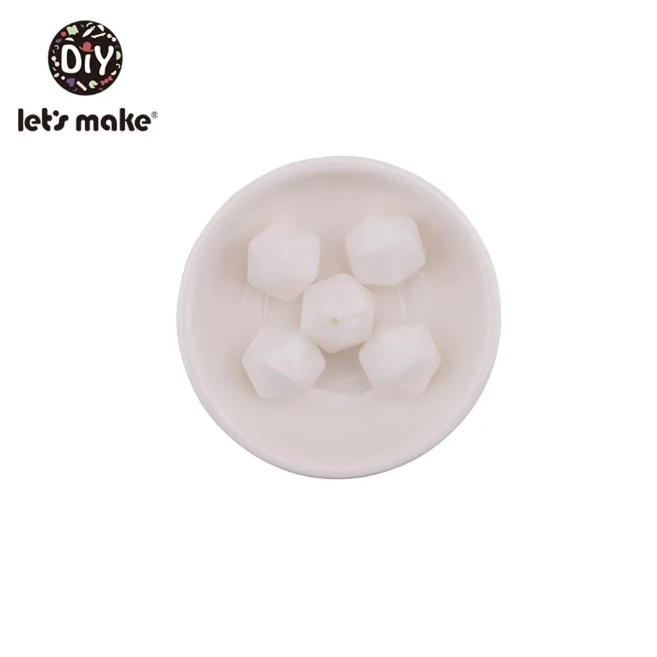 Let's Make 10pc 14mm Silicone Beads Hexagon Bpa Free Silicone Teether Diy Teething Toy Baby Chewable Accessories Baby Teether