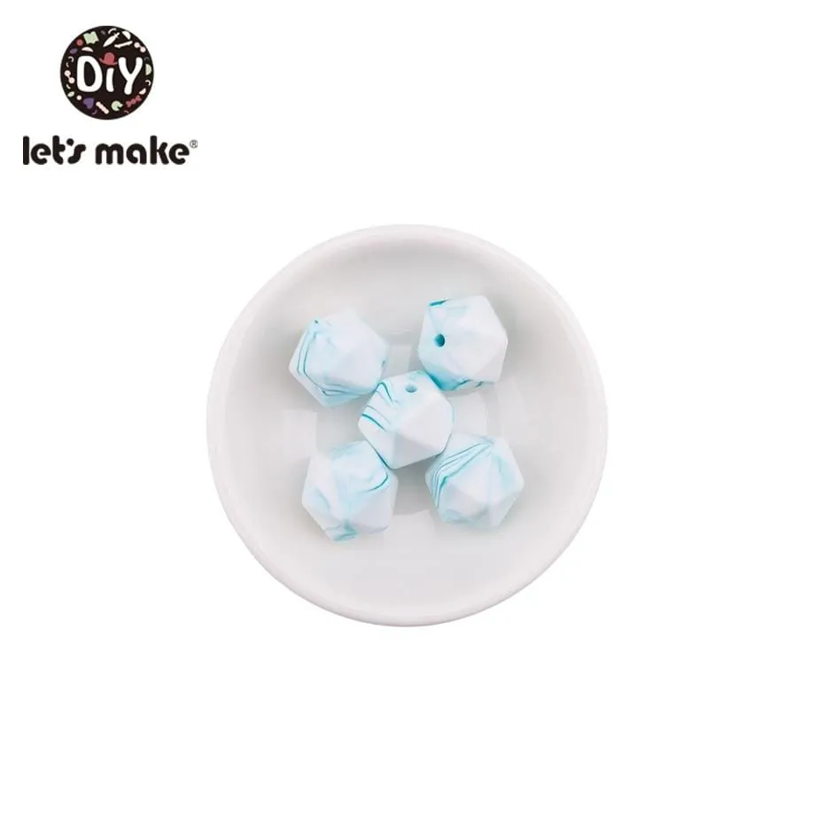 Let's Make 10pc 14mm Silicone Beads Hexagon Bpa Free Silicone Teether Diy Teething Toy Baby Chewable Accessories Baby Teether