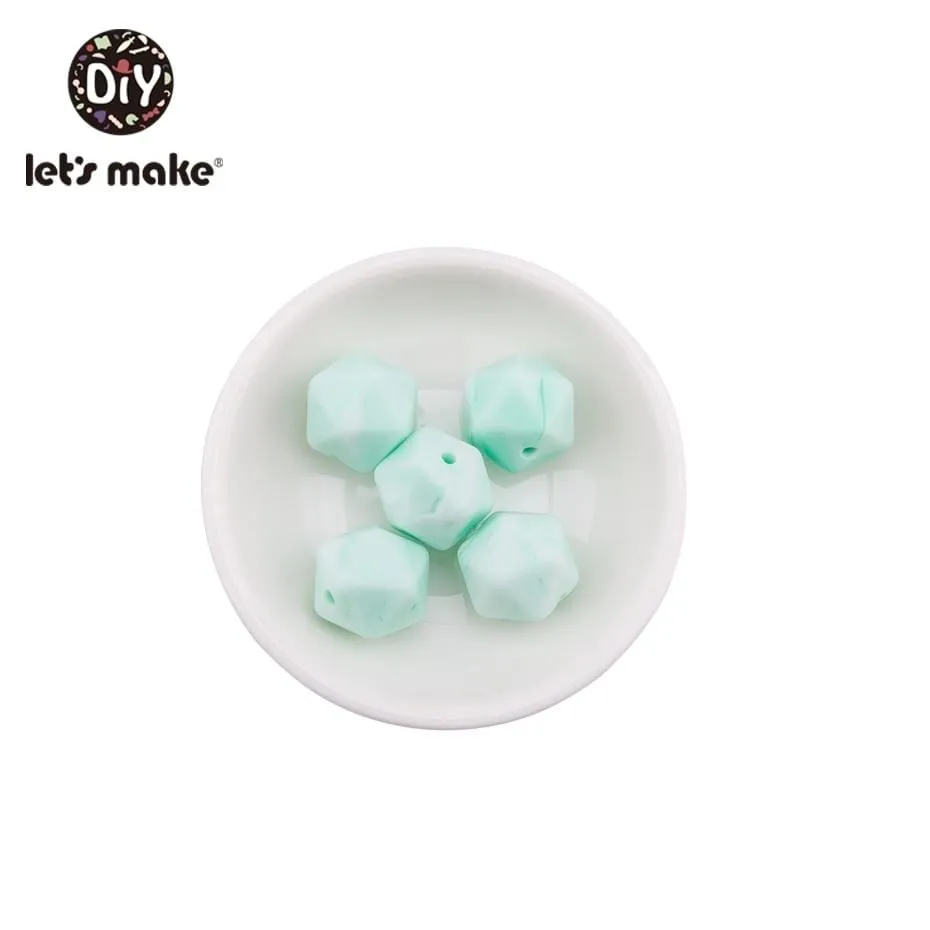 Let's Make 10pc 14mm Silicone Beads Hexagon Bpa Free Silicone Teether Diy Teething Toy Baby Chewable Accessories Baby Teether