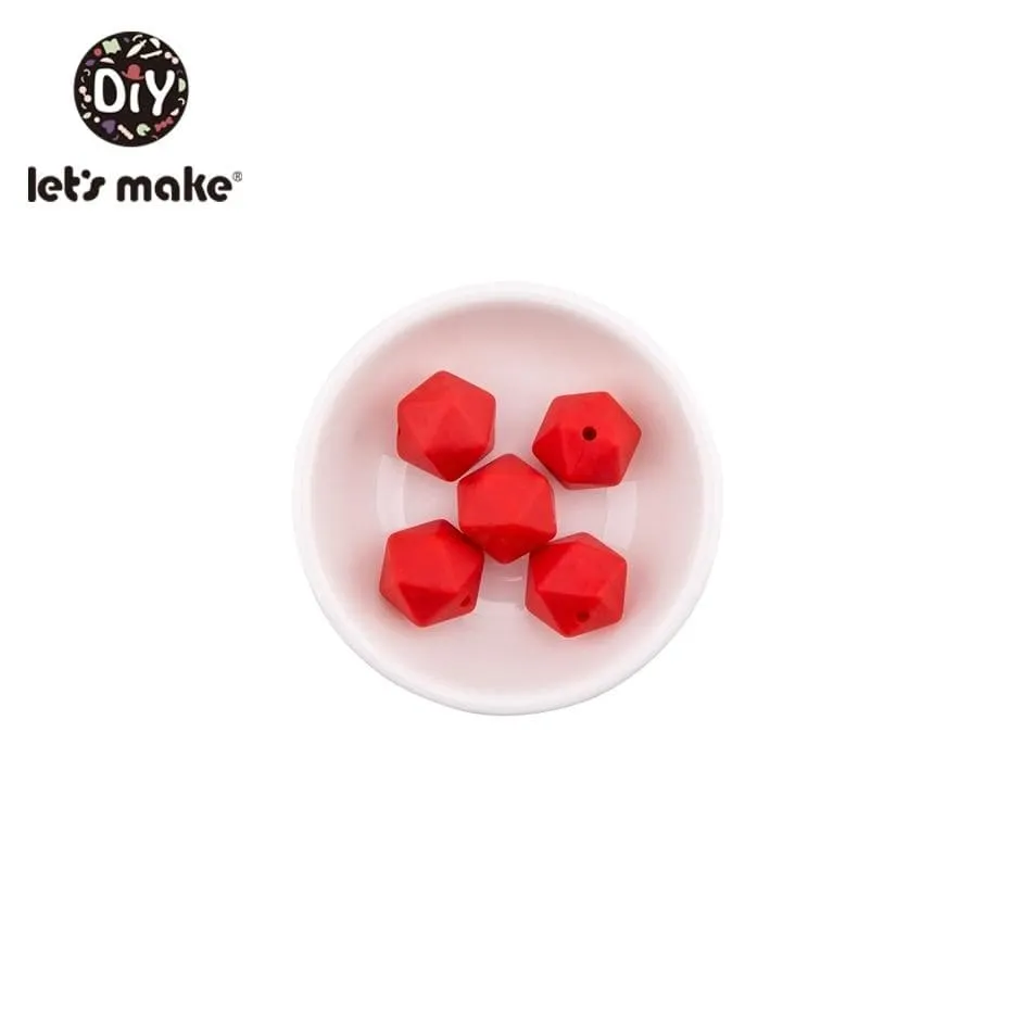 Let's Make 10pc 14mm Silicone Beads Hexagon Bpa Free Silicone Teether Diy Teething Toy Baby Chewable Accessories Baby Teether