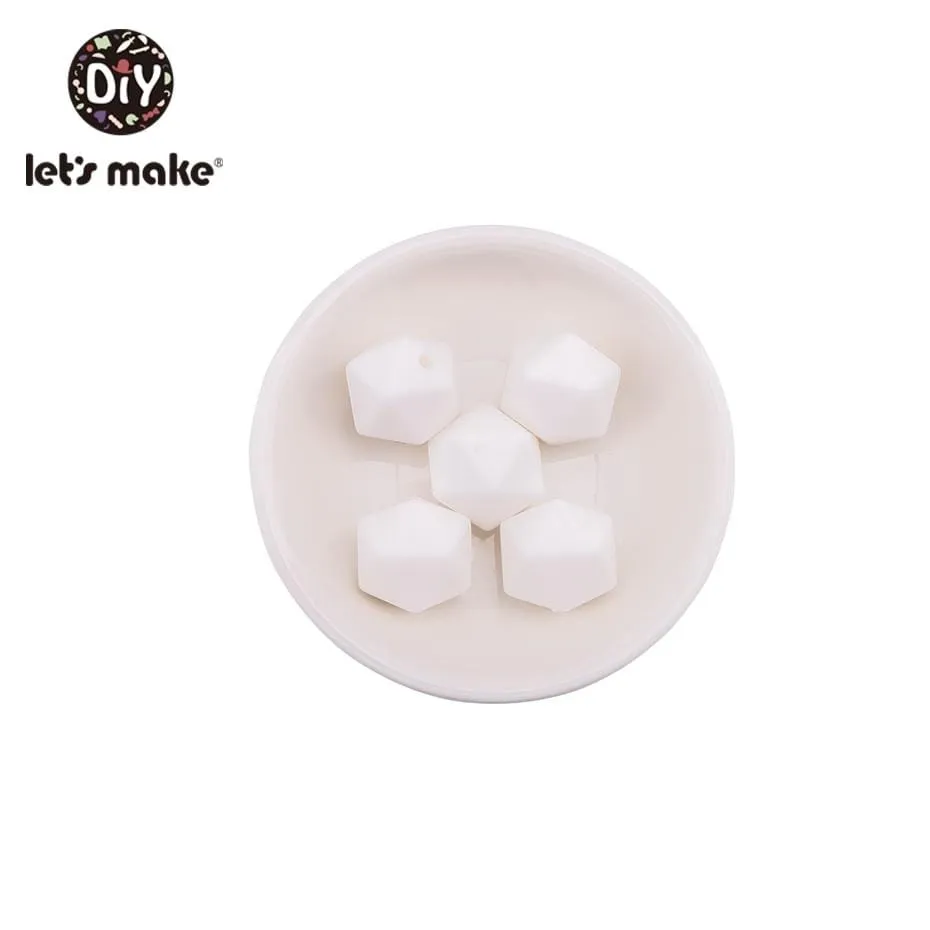 Let's Make 10pc 14mm Silicone Beads Hexagon Bpa Free Silicone Teether Diy Teething Toy Baby Chewable Accessories Baby Teether