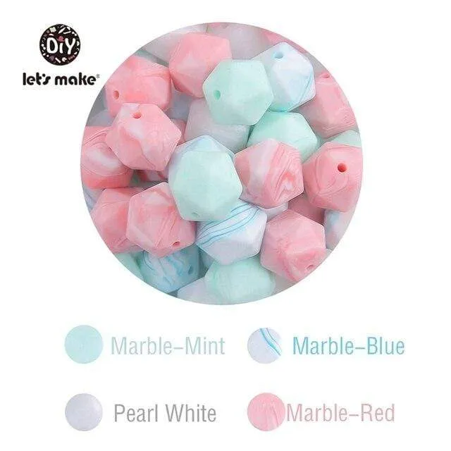 Let's Make 10pc 14mm Silicone Beads Hexagon Bpa Free Silicone Teether Diy Teething Toy Baby Chewable Accessories Baby Teether