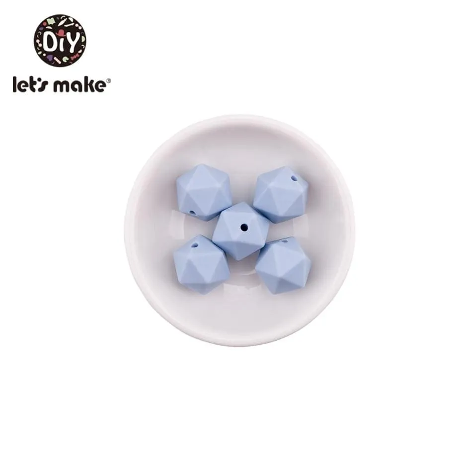 Let's Make 10pc 14mm Silicone Beads Hexagon Bpa Free Silicone Teether Diy Teething Toy Baby Chewable Accessories Baby Teether