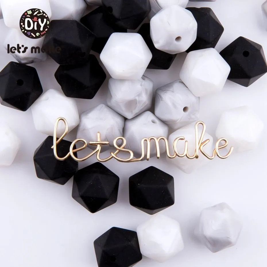 Let's Make 10pc 14mm Silicone Beads Hexagon Bpa Free Silicone Teether Diy Teething Toy Baby Chewable Accessories Baby Teether