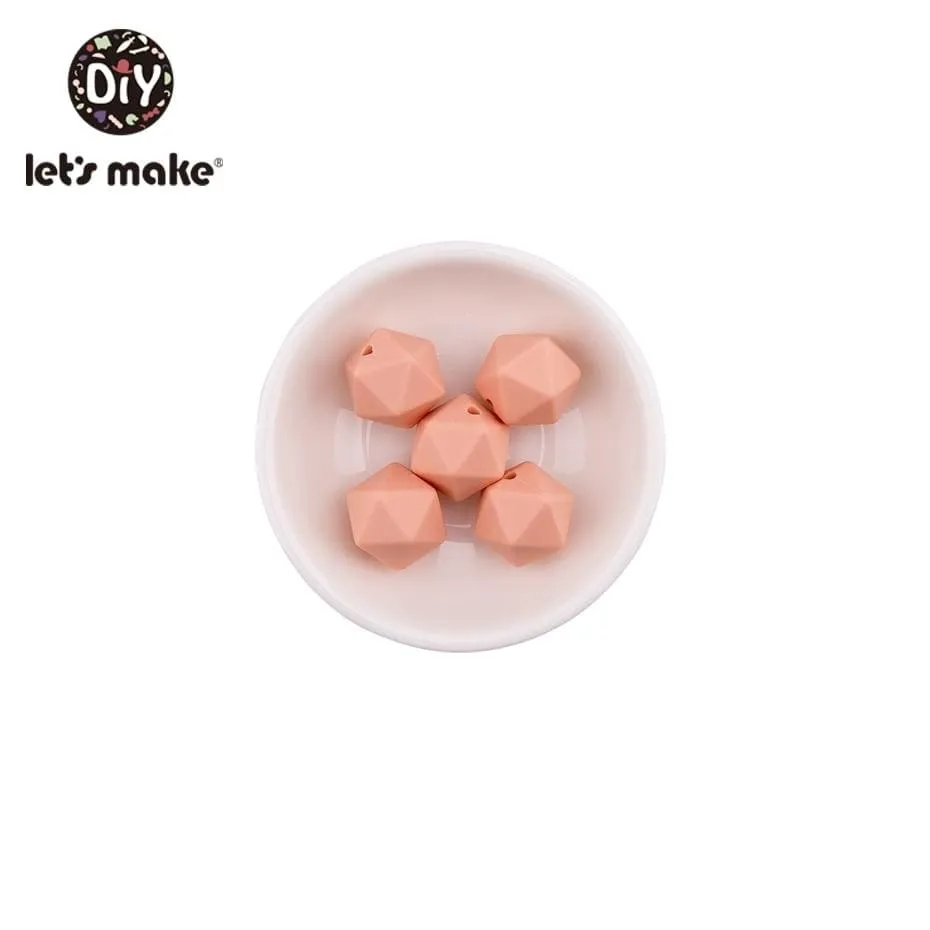 Let's Make 10pc 14mm Silicone Beads Hexagon Bpa Free Silicone Teether Diy Teething Toy Baby Chewable Accessories Baby Teether