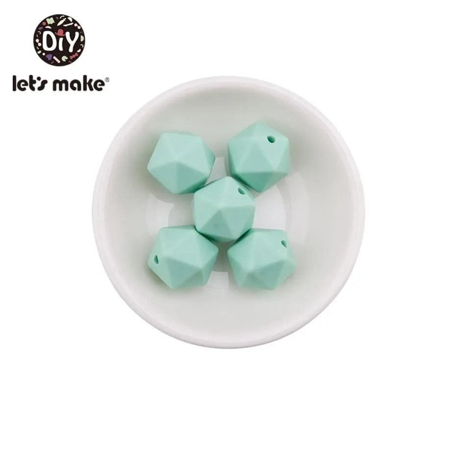 Let's Make 10pc 14mm Silicone Beads Hexagon Bpa Free Silicone Teether Diy Teething Toy Baby Chewable Accessories Baby Teether