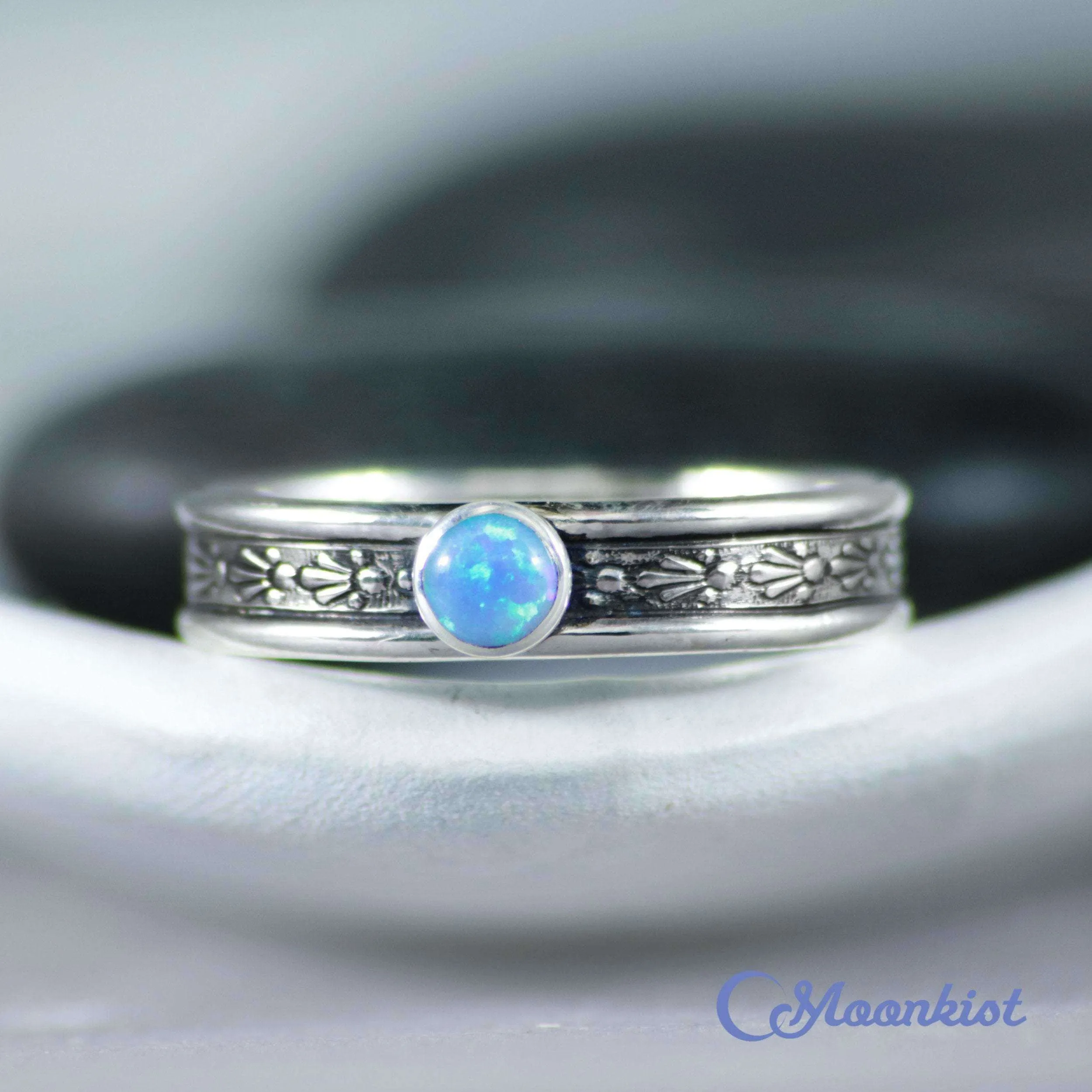 Blue Opal Celestial Promise Ring 925 Sterling Silver | Moonkist Designs