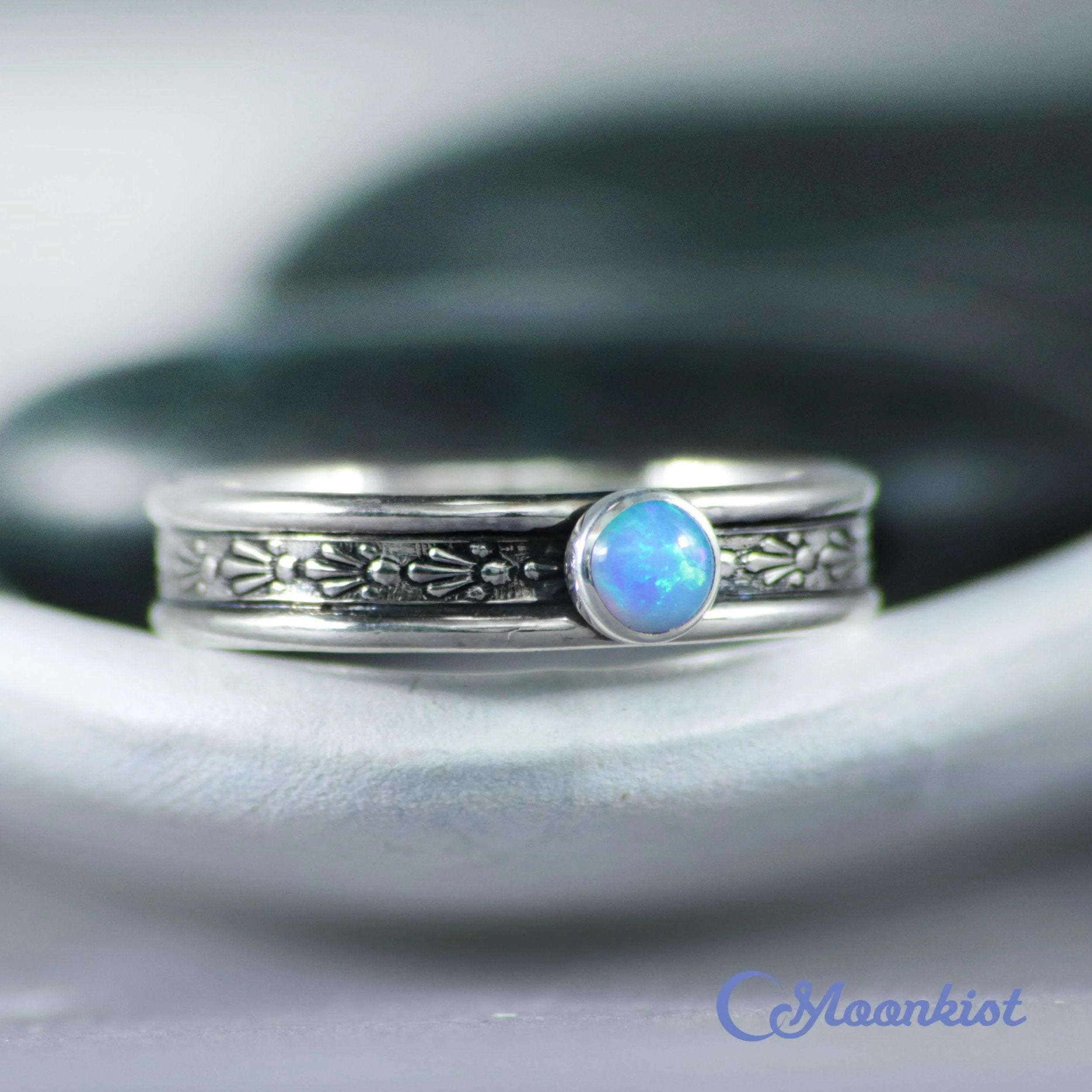 Blue Opal Celestial Promise Ring 925 Sterling Silver | Moonkist Designs