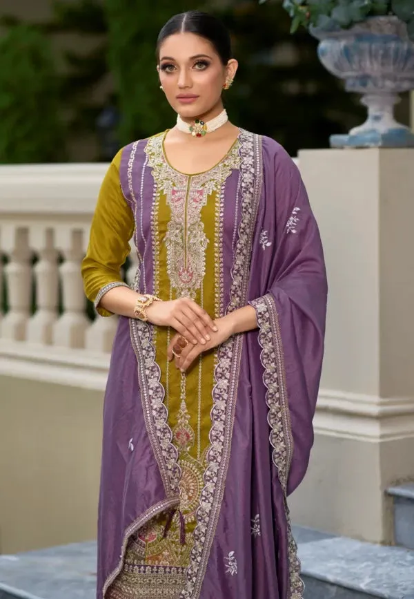 Beautiful Multicolor Straight Fit Salwar Suit With Premium Silk & Embroidered