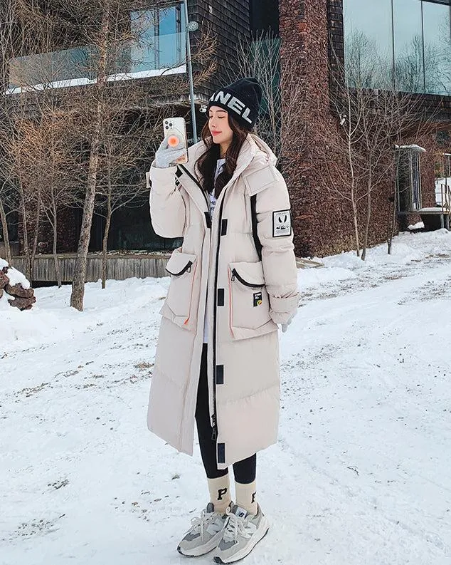 Gloria White Hooded Long Warm Down Puffer Parka