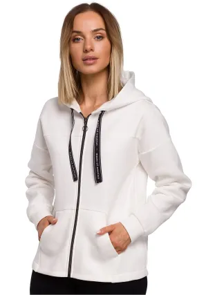 Beige Full Zip Hooded Sweatshirt